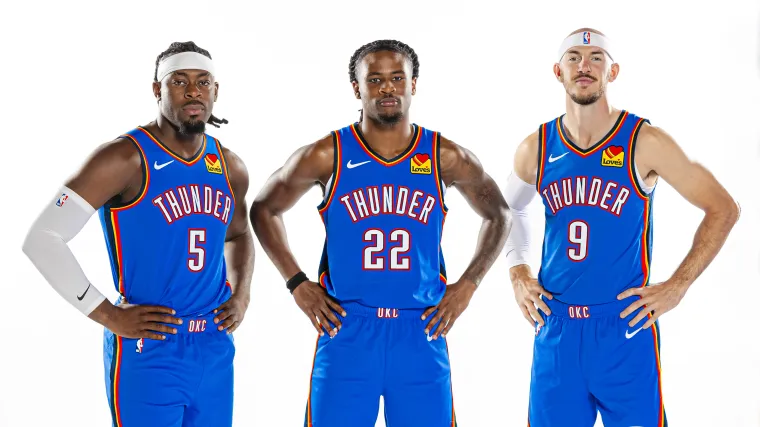 Luguentz Dort, Cason Wallace and Alex Caruso Luguentz Dort, Cason Wallace and Alex Caruso