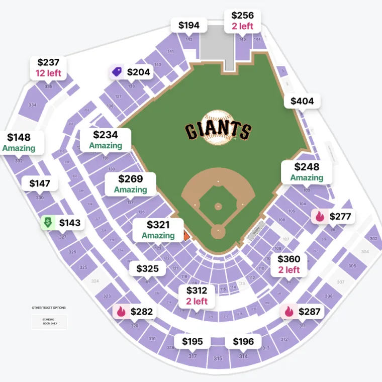 Oracle Park Giants - Dodgers seating map Oracle Park Giants - Dodgers seating map